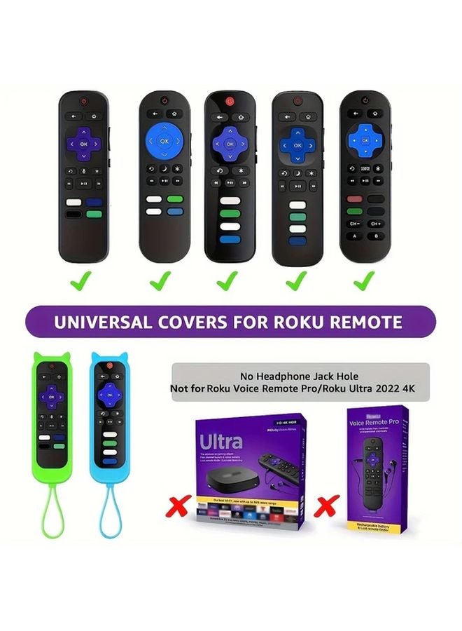 2pcs Purple Pink Glow In The Dark Cat Ear Silicone Remote Cover With Lanyard - Image 3